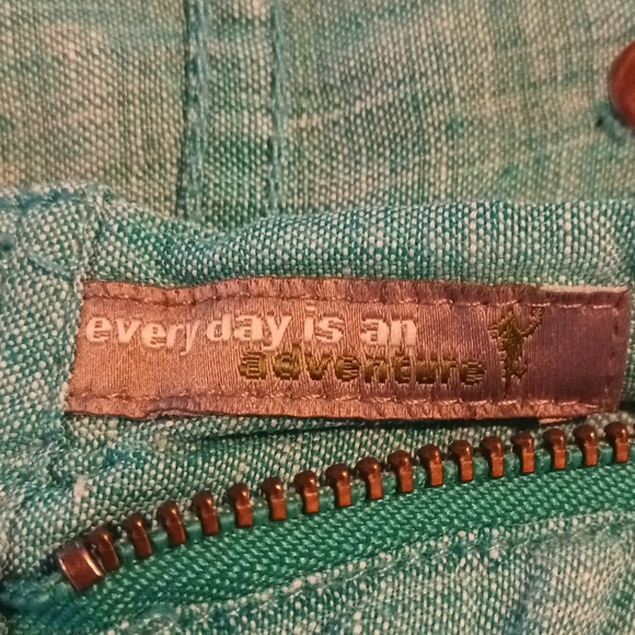 Horny Toad Linen Far flung Shorts Aqua Patch Pockets Drawstring Zip Button 6 - Picture 8 of 8